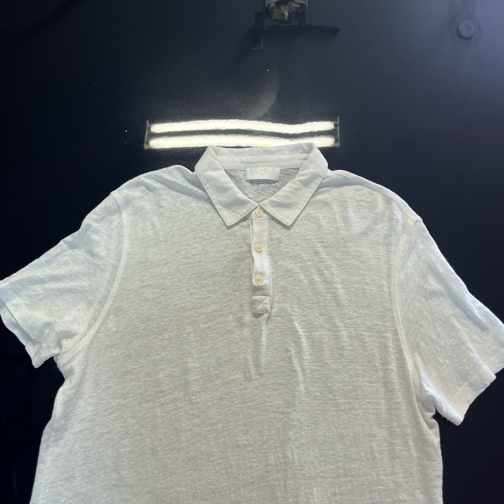 7 For All Mankind White Polo Shirt with Soft Breathable Fabric